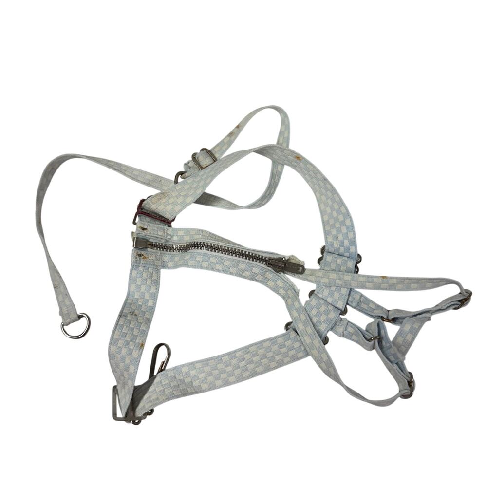 Zip-A-Babe Baby Harness Blue Check Hooks Clips Vintage